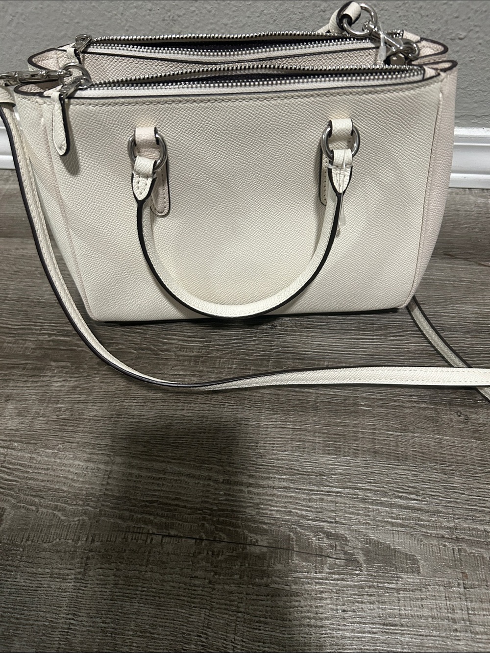 Coach White Studded Heart Satchel 9”L x 7”H - Picture 3 of 4